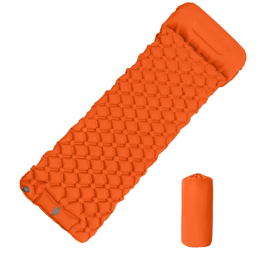 Eway inflatable camping mattress with built-in pump, shown in the image, perfect for outdoor sleeping comfort.