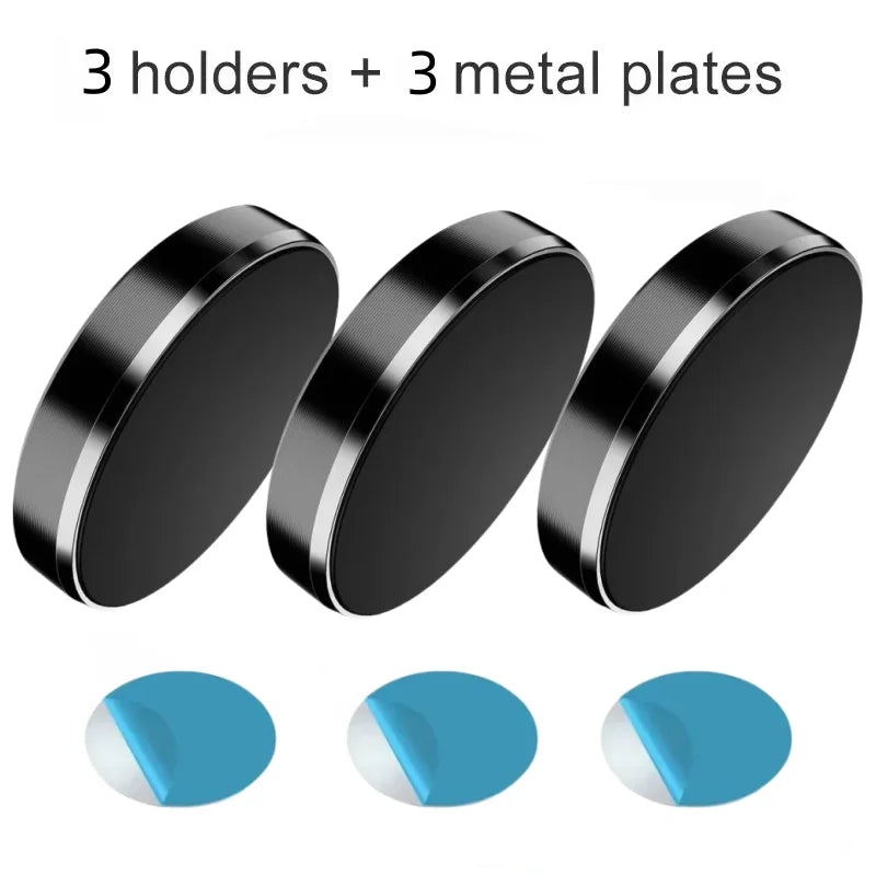 Magnetic phone holder by Eway, compact design, attached to car dashboard, holds smartphone securely with magnetic connection.