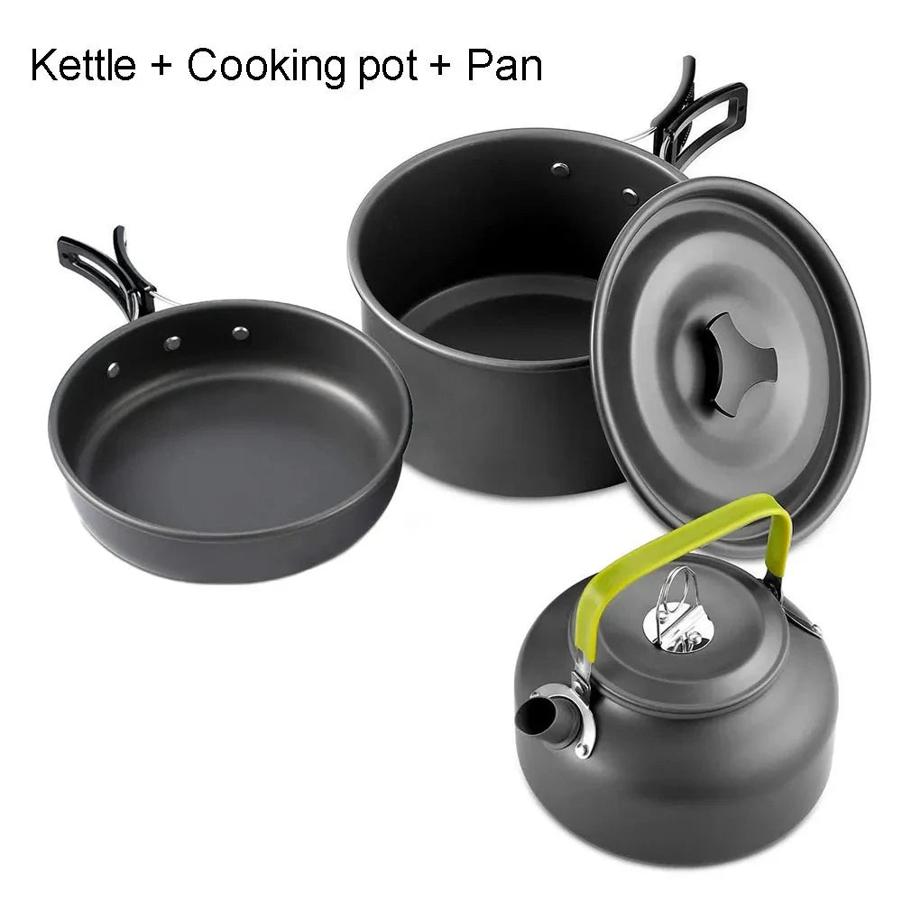 Eway LISM camping cookware set with 2-liter pot and lid, lightweight and durable for outdoor cooking and camping trips.