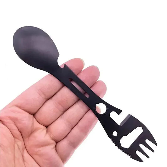 Eway stainless steel multi-purpose dining tool set with various utensils displayed on a clean surface
