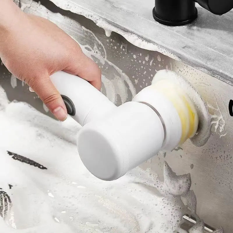 Eway electric multi-purpose cleaning brush with various attachments, designed for versatile cleaning tasks and effective dirt removal.
