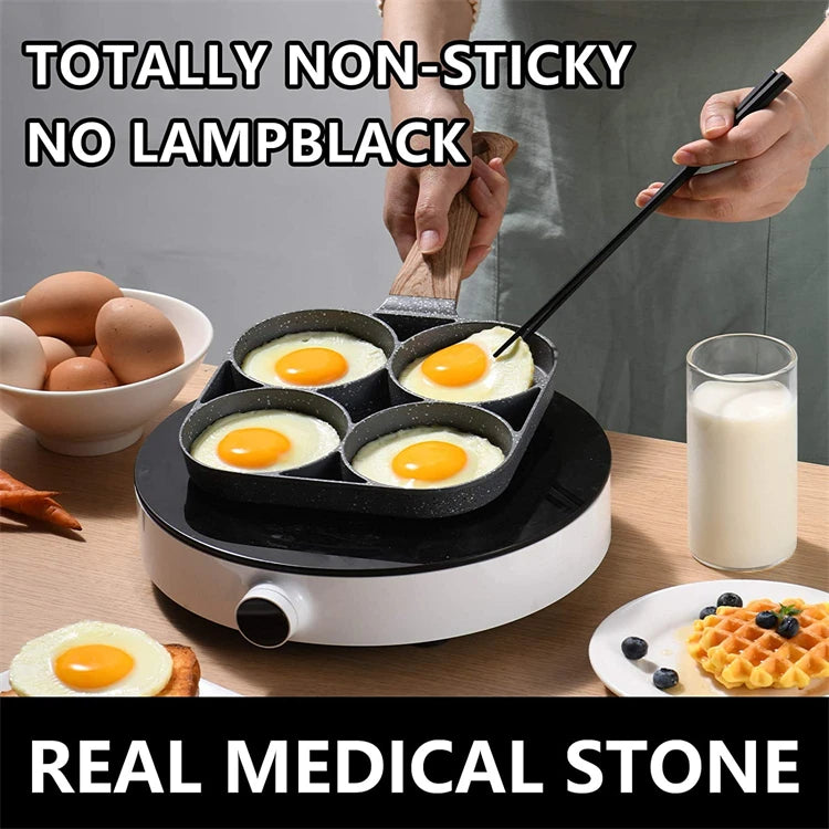 Eway 4-eye egg and pancake skillet with non-stick surface, ideal for cooking multiple eggs or pancakes simultaneously.