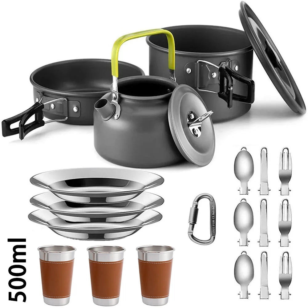 Eway LISM camping cookware set with 2-liter pot, stainless steel, suitable for outdoor cooking and camping adventures.