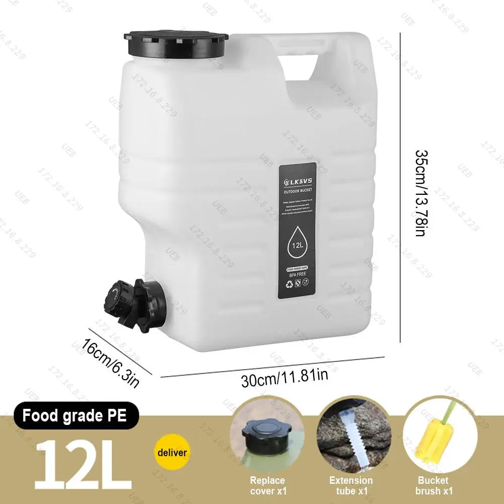 Portable Eway 20-liter camping water tank with spigot, ideal for outdoor activities and hydration during camping trips.