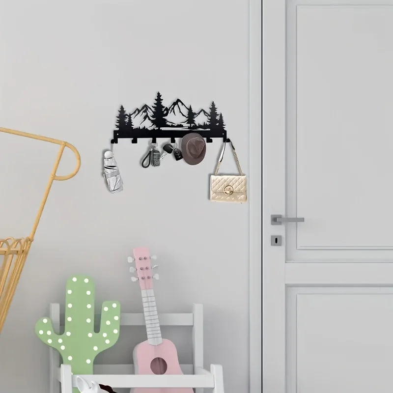 Wall key holder with elegant forest design by Eway, featuring natural wood finish and decorative tree motifs for home decor.