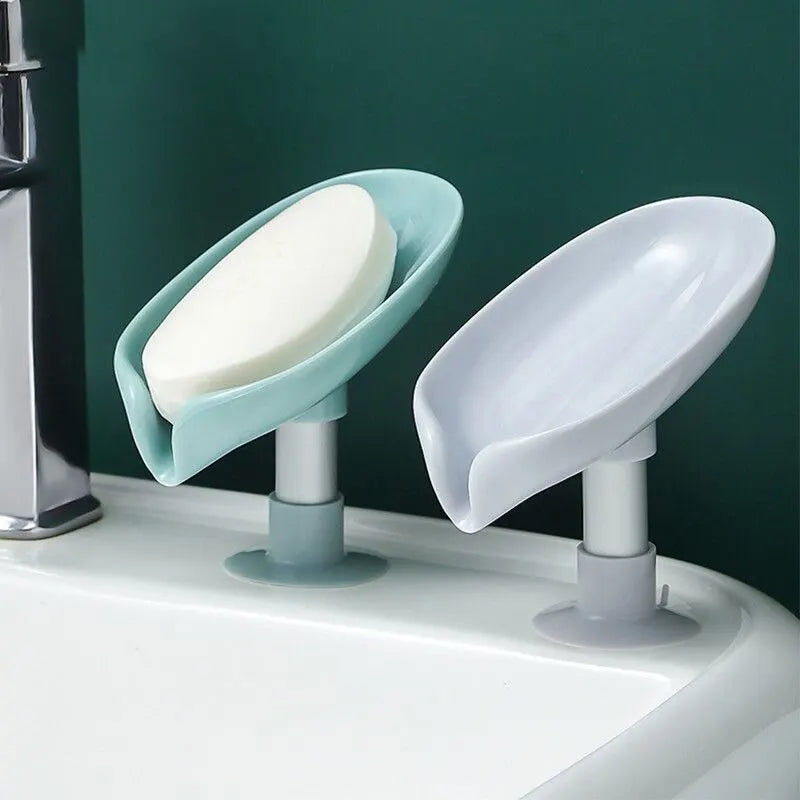 Wall-mounted Eway soap holder with smart drainage design, no drilling needed, for organized and convenient bathroom storage.