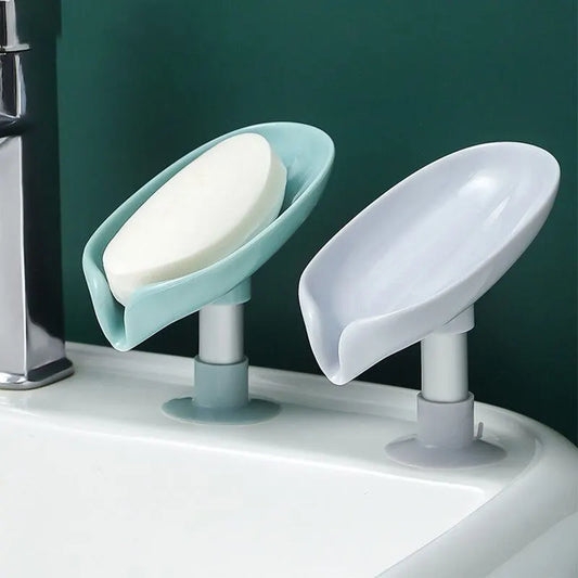Wall-mounted Eway soap holder with smart drainage design, no drilling needed, for organized and convenient bathroom storage.