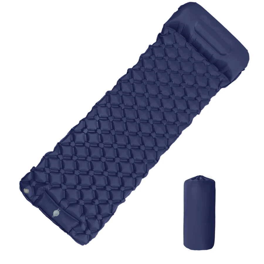 Eway inflatable camping mattress with integrated pump, lightweight and portable for outdoor sleeping comfort.