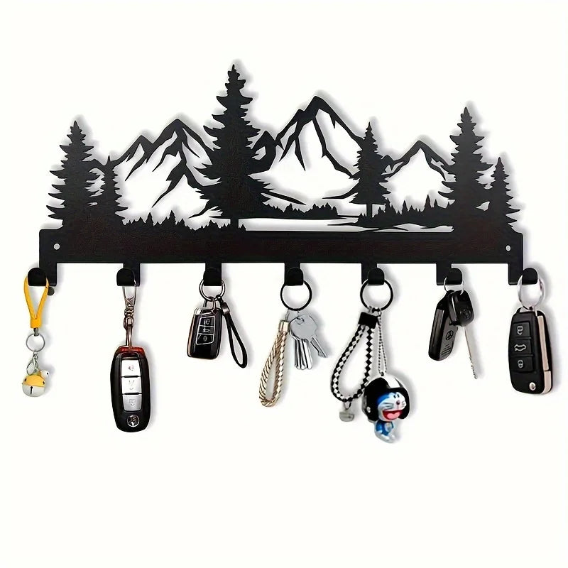 Wall key holder with elegant forest design by Eway, featuring a natural tree and forest motif for stylish organization.