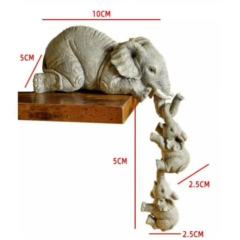 Set of three wooden elephant figurines from Eway, handcrafted decorative animal sculptures for home decor.