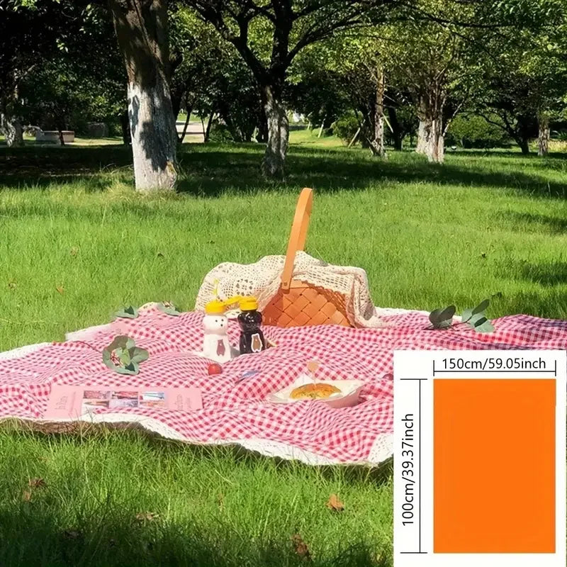 Eway canvas picnic mat with colorful striped design, perfect for outdoor seating and family picnics on grass or beach.