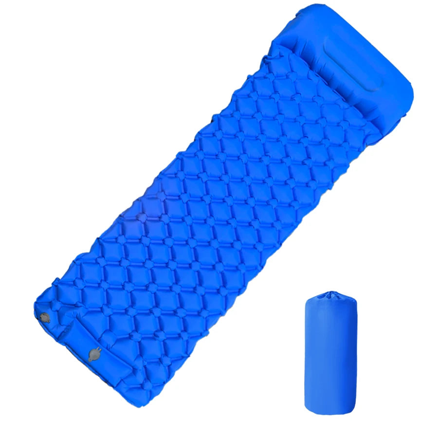 Eway inflatable camping mattress with built-in pump, showing the lightweight, portable design suitable for outdoor sleeping comfort.
