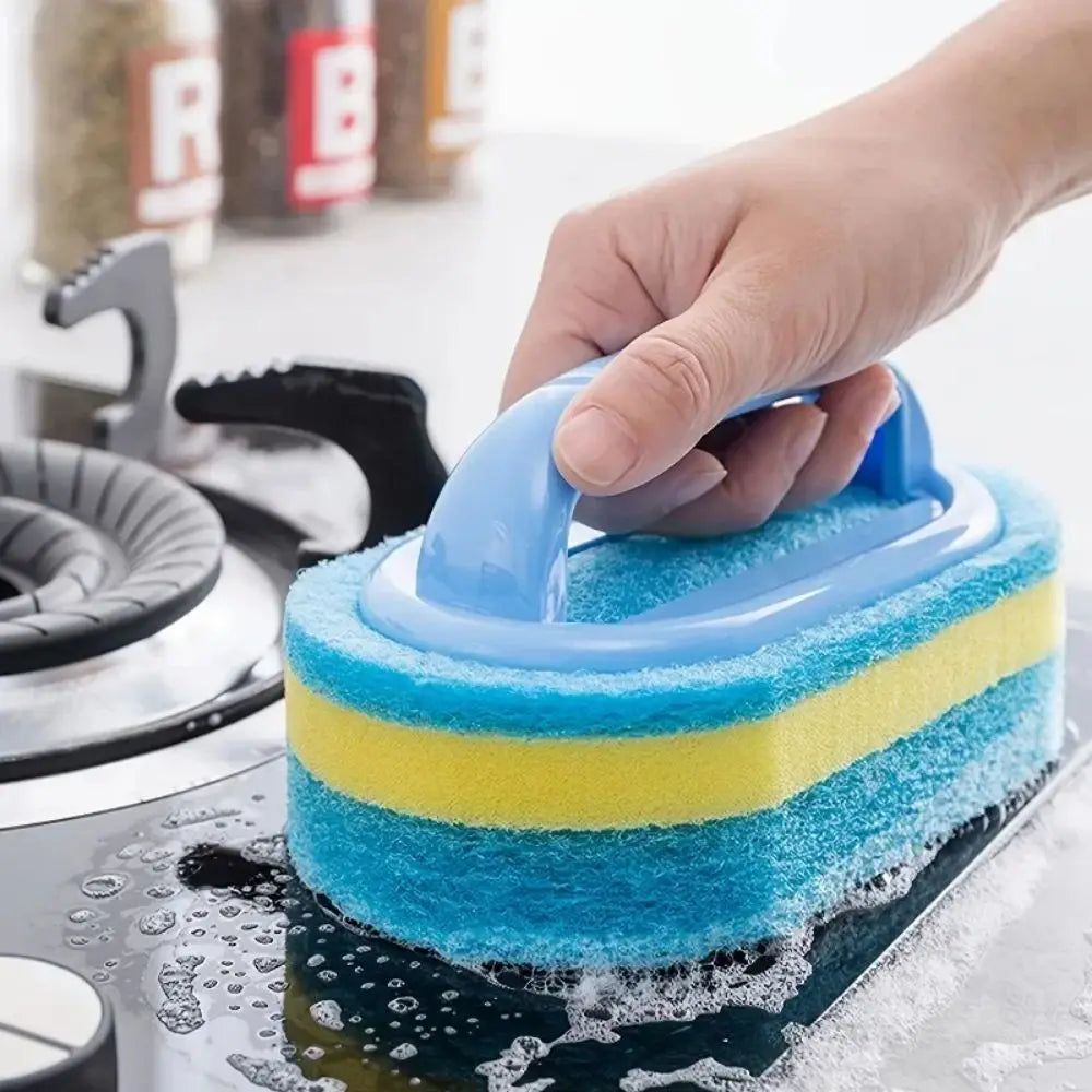 Eway multi-purpose cleaning brush with sponge, featuring a sturdy handle and soft sponge for versatile cleaning tasks