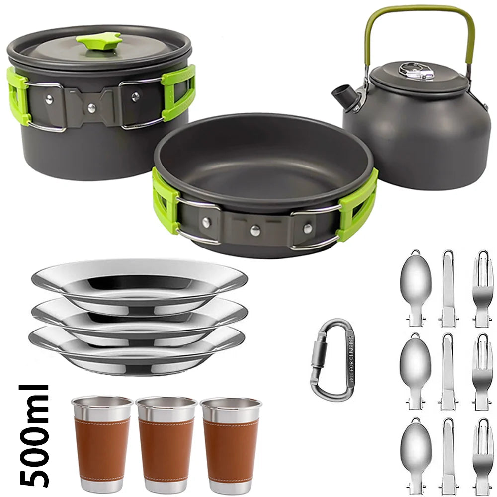 Eway LISM camping cookware set with 2-liter pot and lid, lightweight and durable for outdoor cooking and camping adventures.