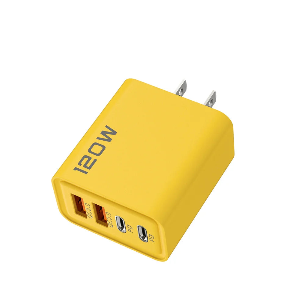 Eway 120W USB multi-port charger with four charging ports, compact design, and sleek black finish.