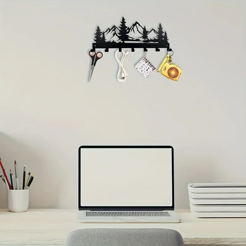 Eway wall key holder with elegant forest design, featuring hooks for keys and a nature-inspired decorative wall accessory.