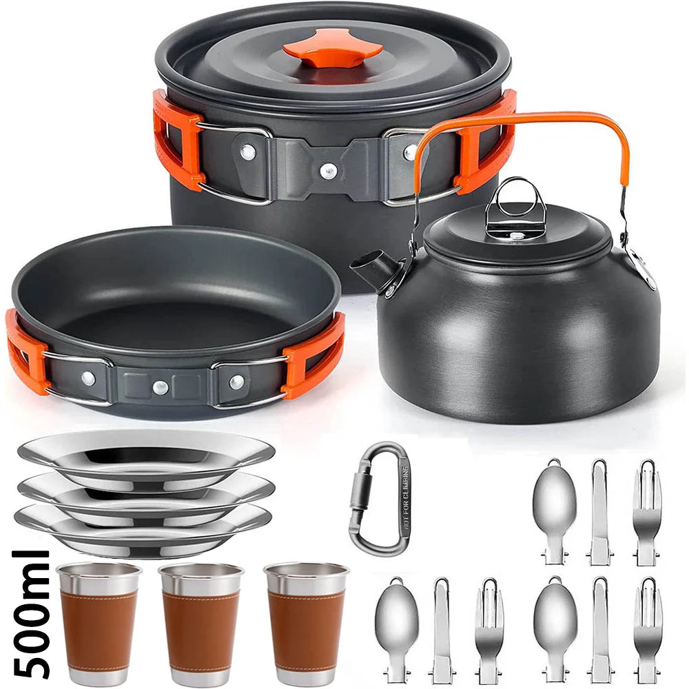 Eway LISM camping cookware set with 2-liter pot and lid, lightweight aluminum design for outdoor cooking and camping trips.