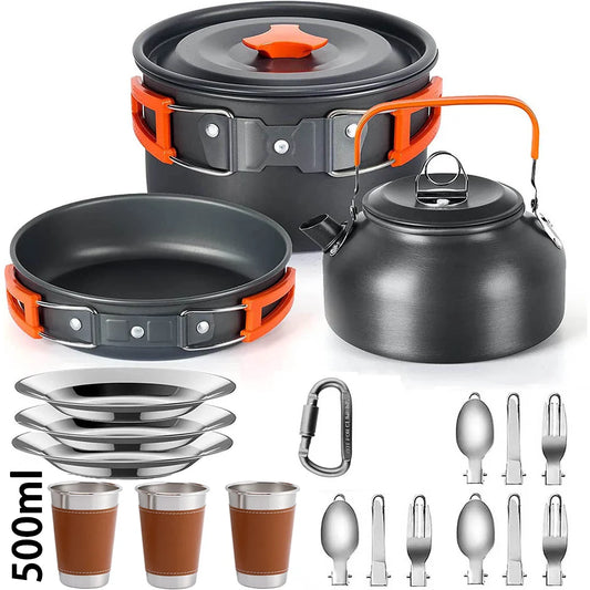 Eway LISM camping cookware set with 2-liter pot and lid, lightweight aluminum design for outdoor cooking and camping trips.