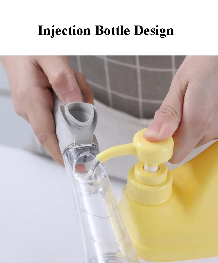 Eway 2-in-1 kitchen cleaning brush with soap dispenser, featuring a sturdy handle and soft bristles for efficient dish cleaning.