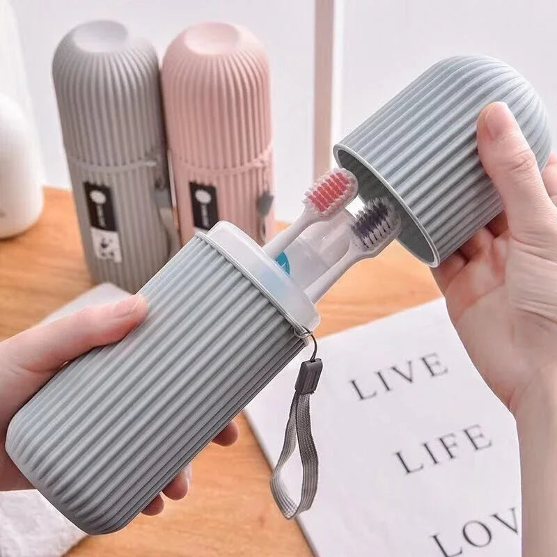 Eway travel toothpaste storage box with toothbrush holder, compact and portable for convenient oral hygiene on the go.