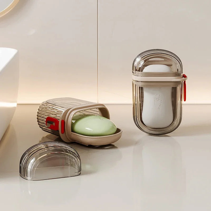Eway travel soap dispenser with airtight container and drainage for convenient, secure soap storage during trips