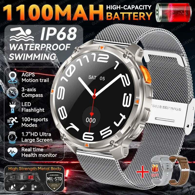 Eway GUHUAVMI smart watch with digital display, black strap, and sleek design showing time and health tracking features.