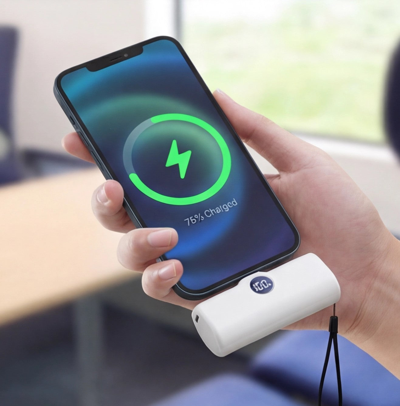 Eway portable power bank with digital display showing charging status and 18W fast charging capability.