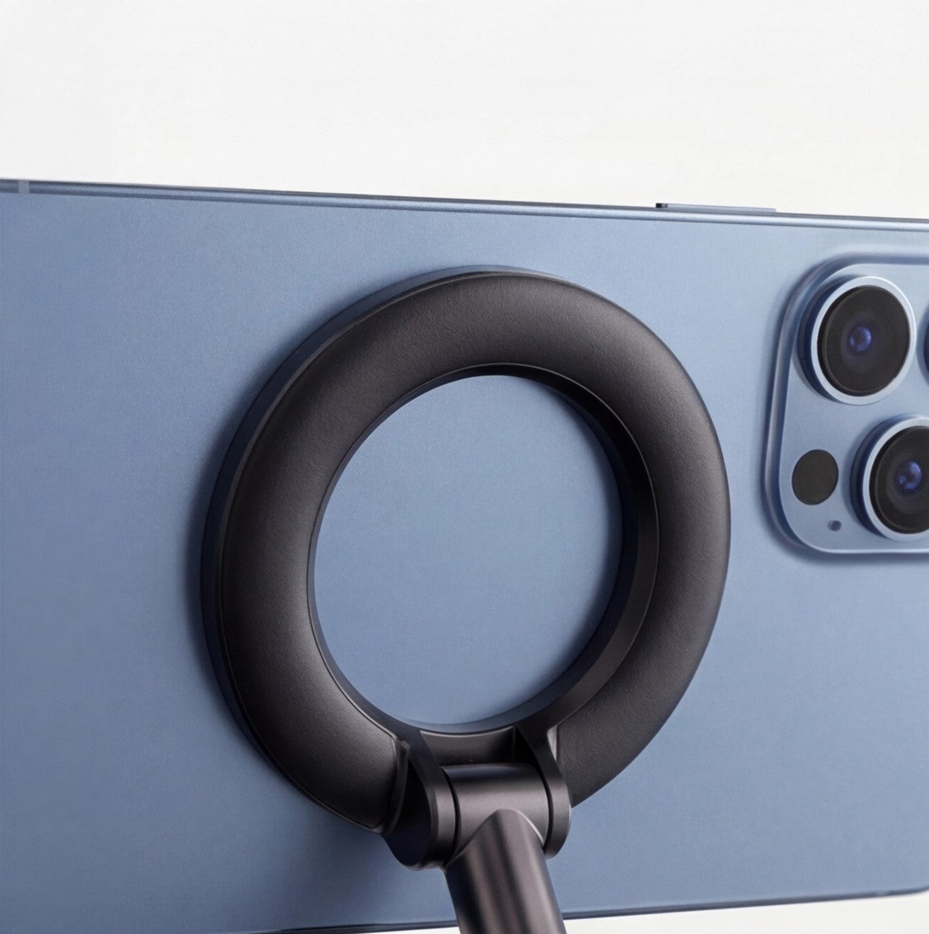 Magnetic phone holder by Eway with a sleek design, attached to a car dashboard, securely holding a smartphone.