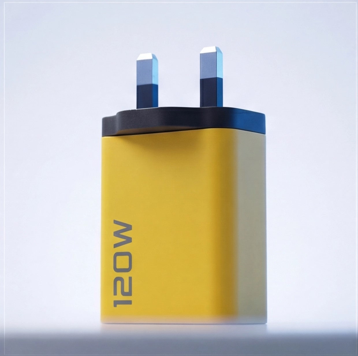 Eway USB multi-port charger with 4 ports and 120W power output, shown plugged in with connected cables.