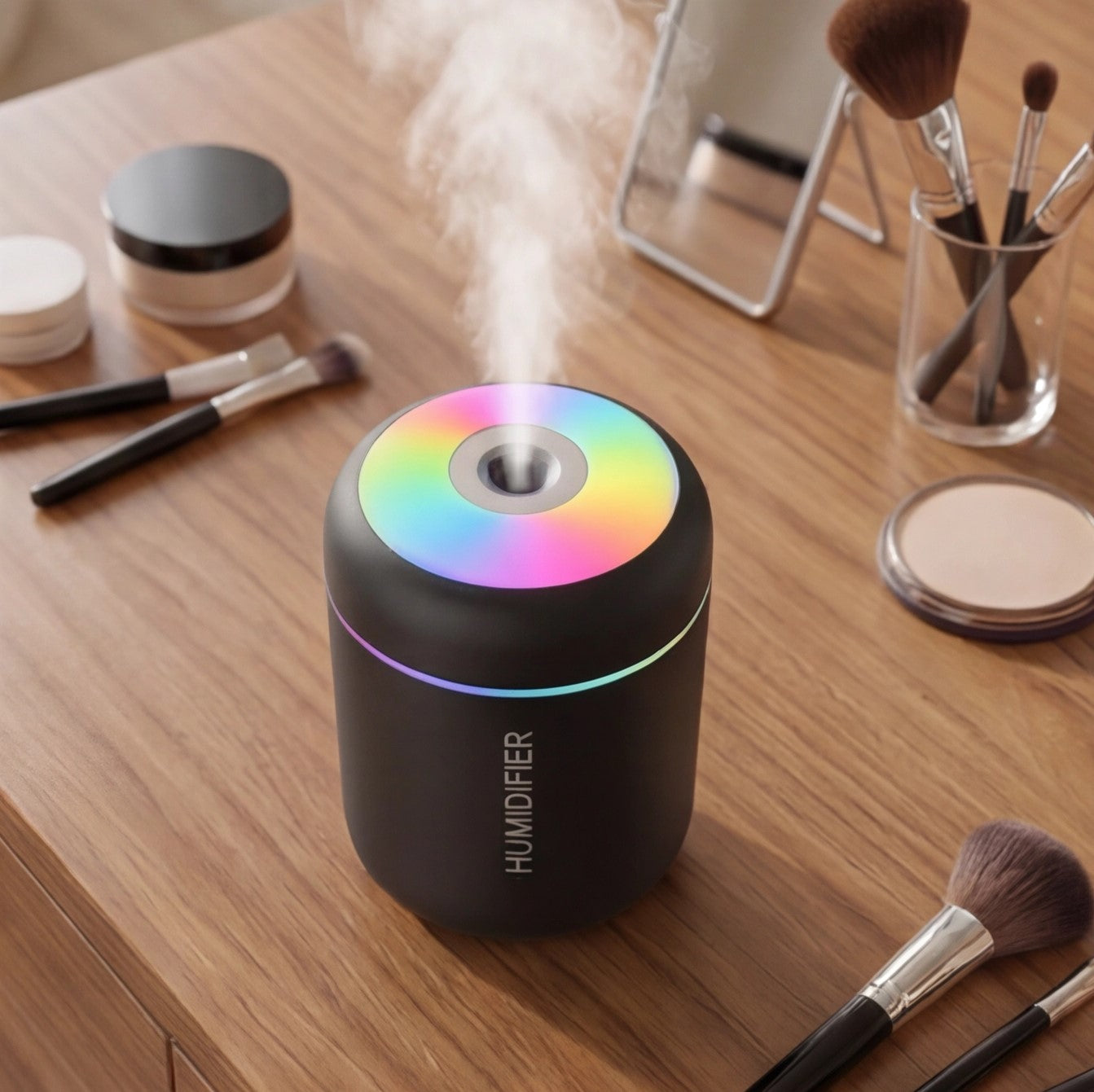 Small USB air humidifier by Eway, compact portable water vaporizer for maintaining indoor humidity.