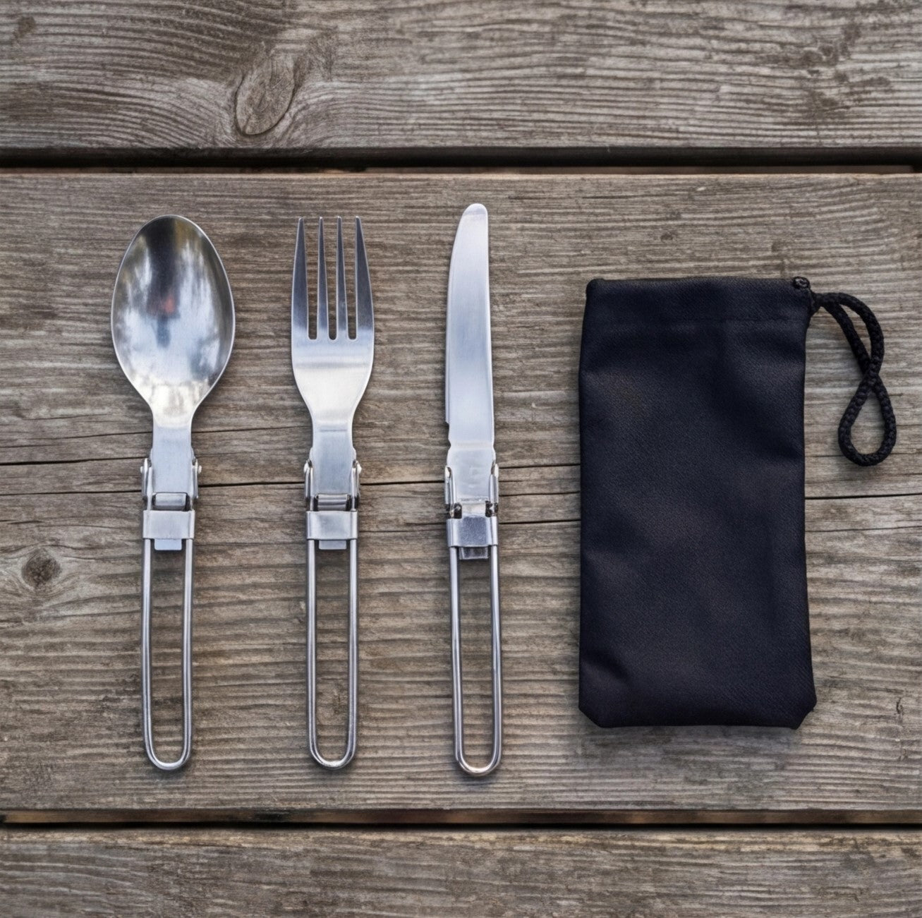 Widesea camping dining utensil set by Eway, includes forks, spoons, and knives in a compact, portable design for outdoor meals.
