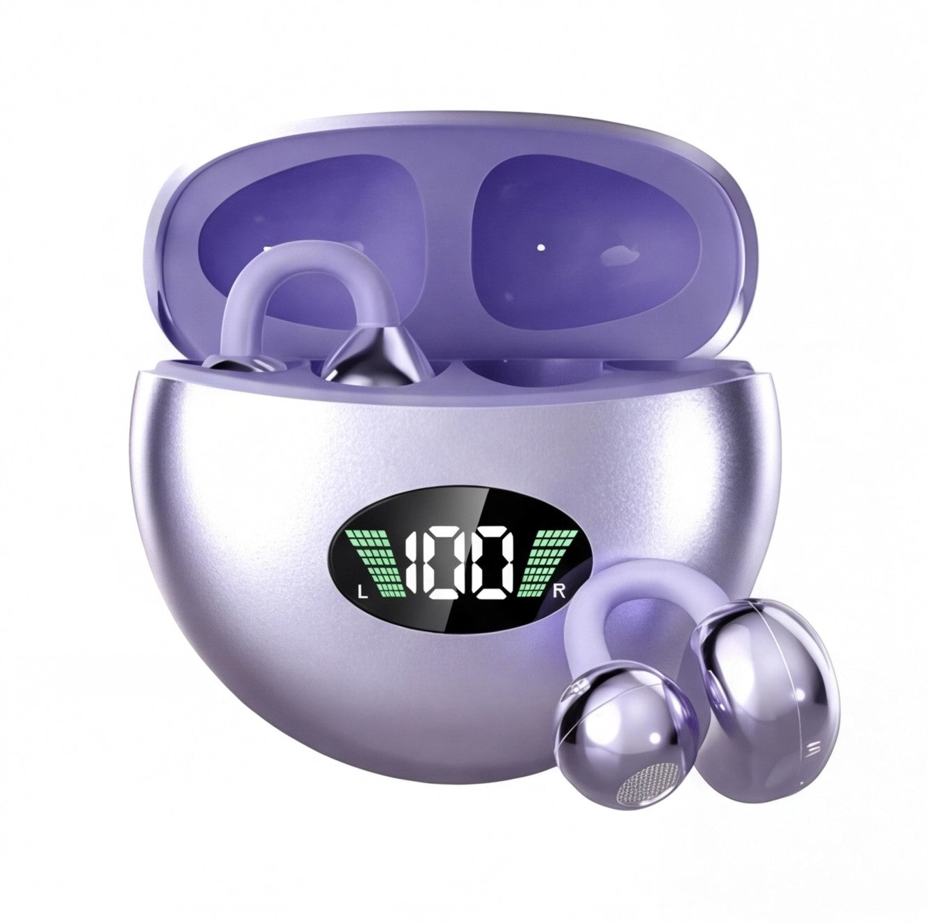 Wireless TWS earphones with Active Noise Cancellation by Eway, showing sleek black earbuds and charging case.
