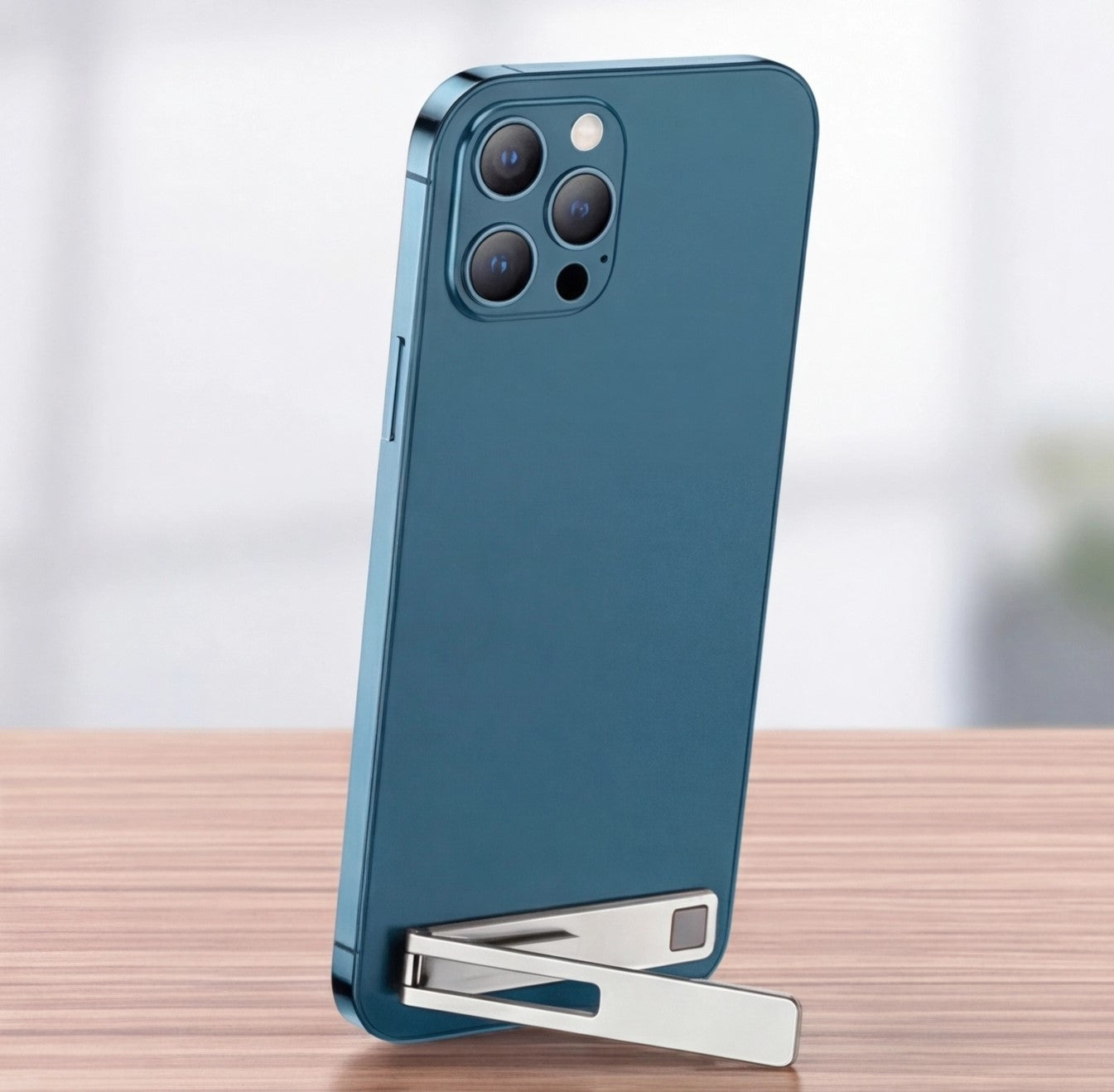 Eway desktop phone holder displaying a mobile phone securely mounted for easy access and hands-free use