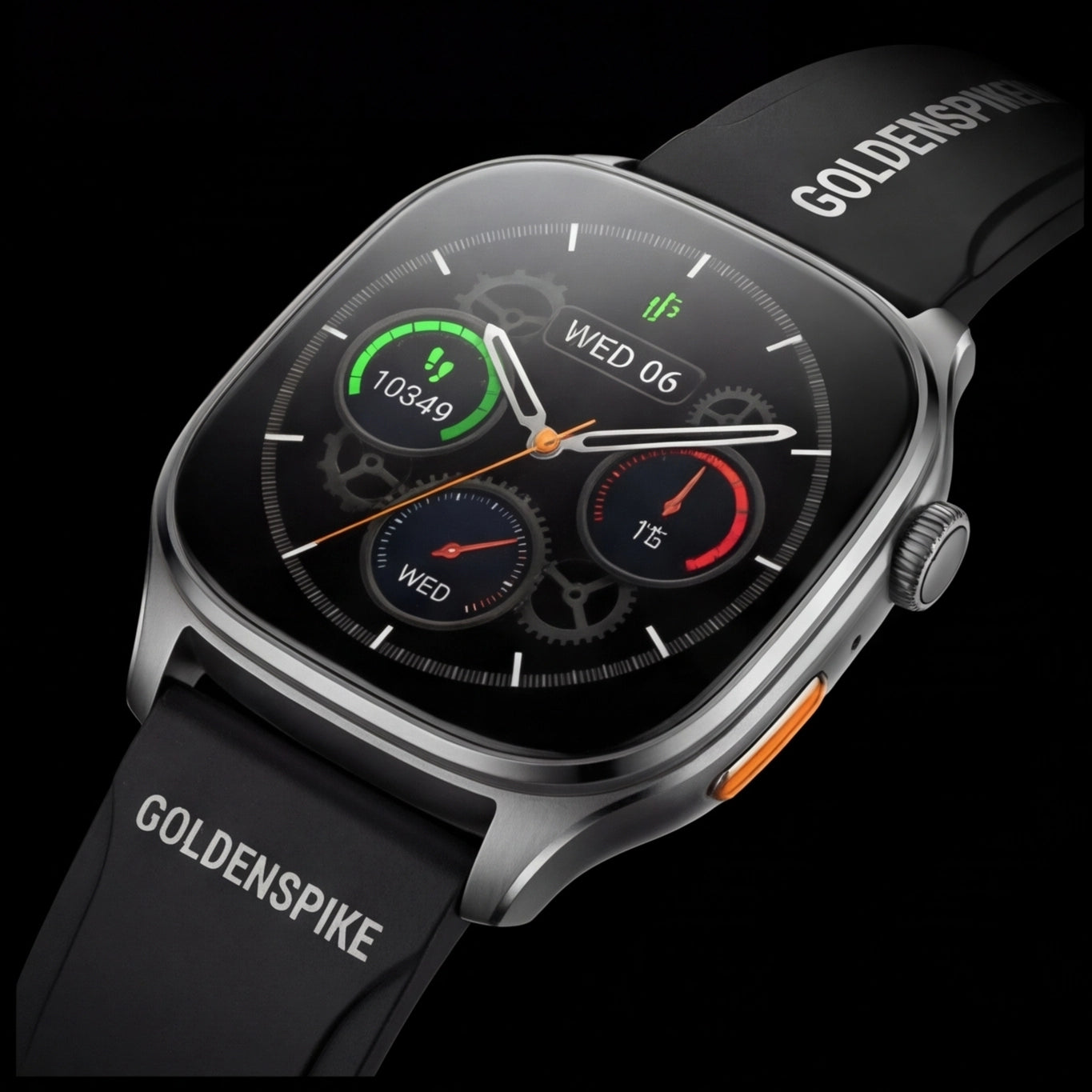 Eway Oeny UltraAI3 smart watch displaying digital time, fitness tracking features, and a sleek black band.