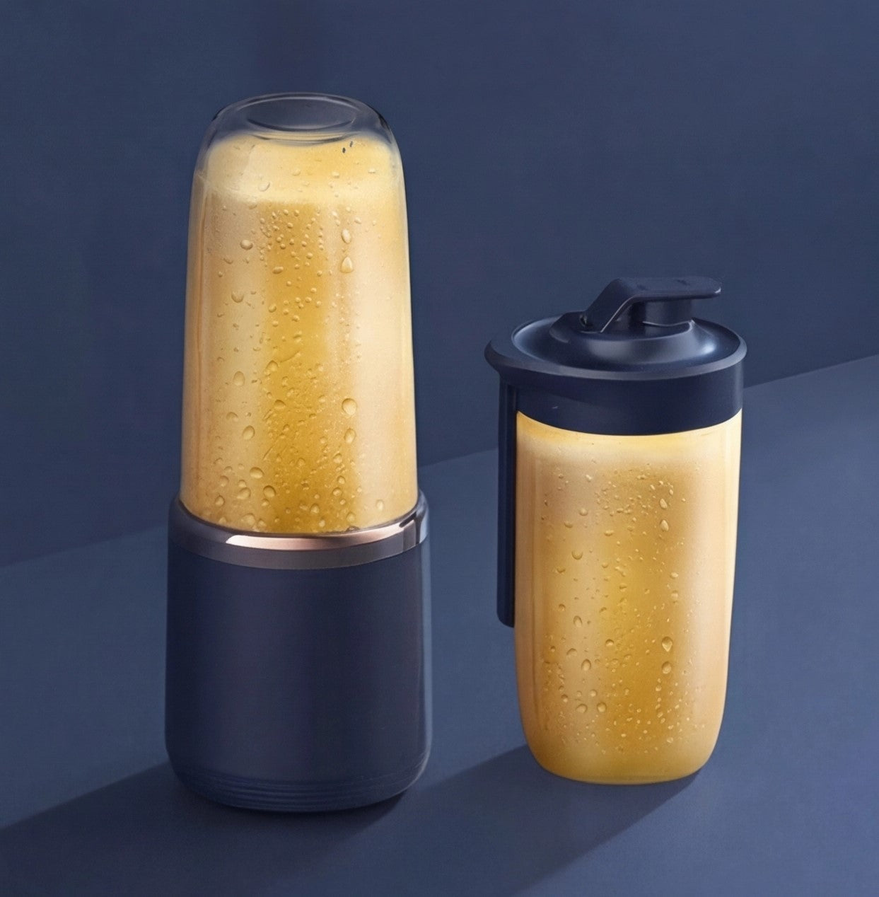 Eway rechargeable juice blender with transparent container and blending blades, portable design for fresh smoothies and drinks.