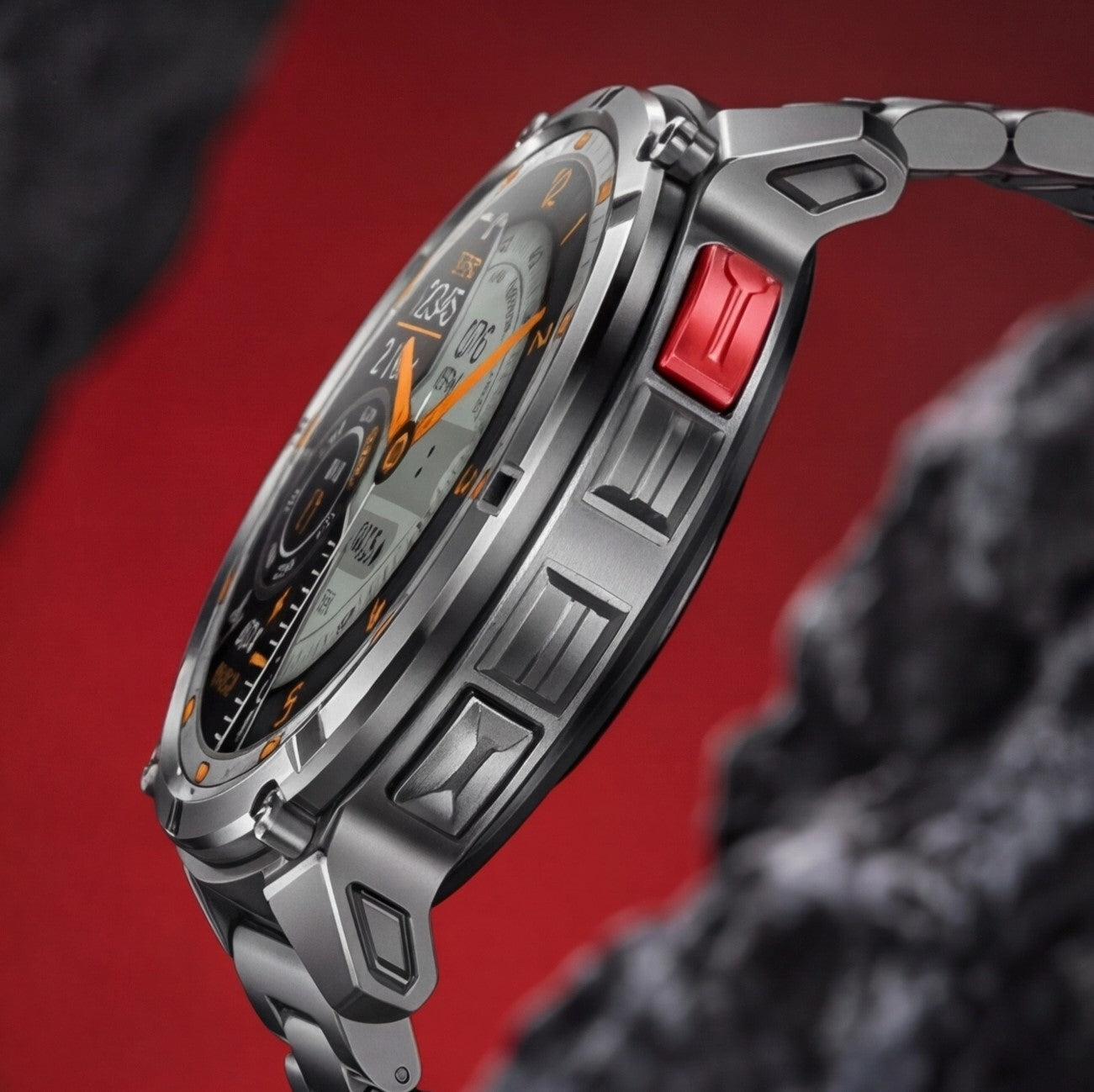 Eway GUHUAVMI smart watch with digital display, black strap, and sleek design for fitness tracking and notifications.